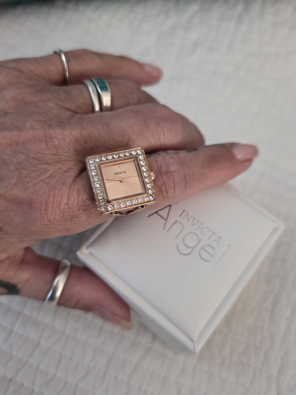 Invicta Angel Ring Watch Gold With Crystal Accents - Picture 3 of 4